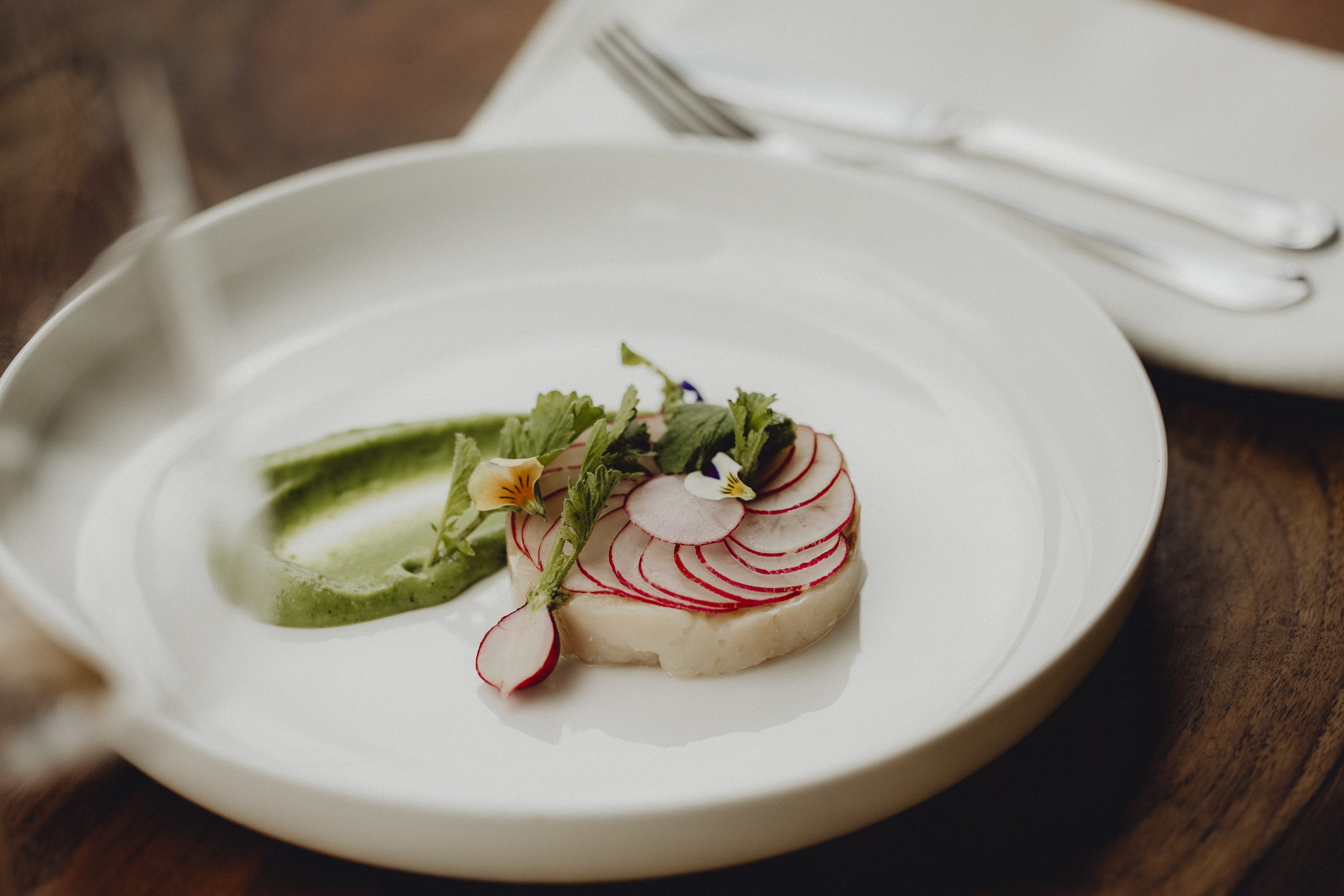 Tolle Kombination: Saibling, Wasabi, Radieschen