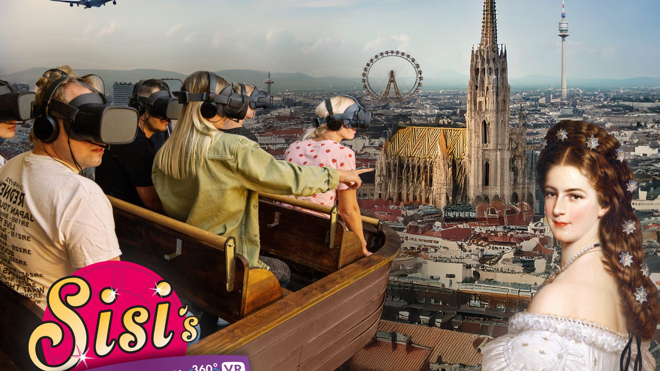 Besucher entdecken Sisi und die Wahrzeichen Wiens durch die VR-Brille.